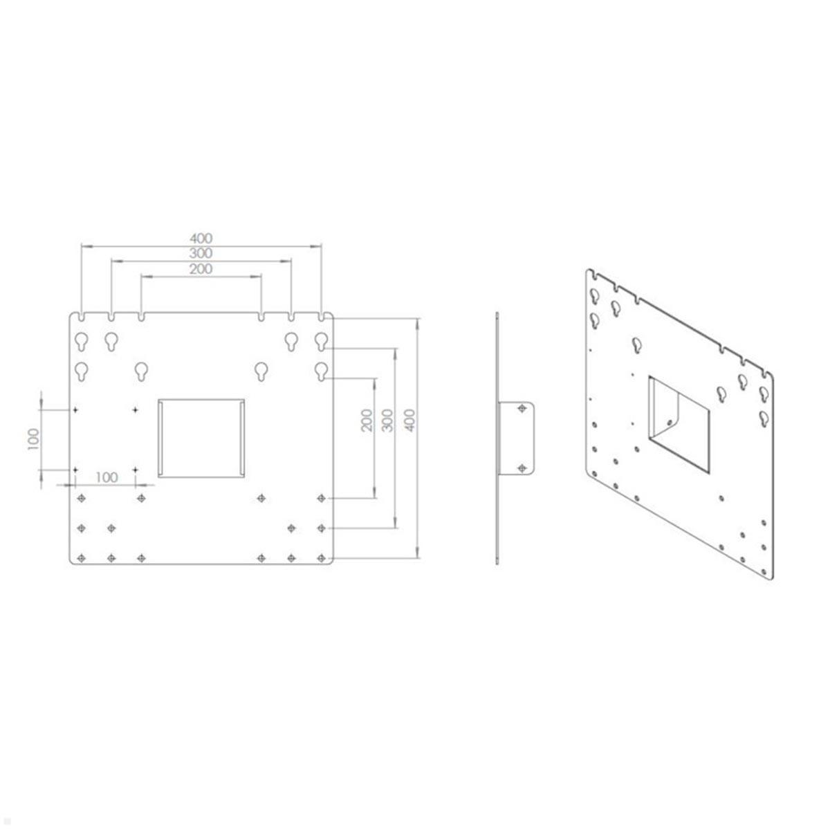 SMS Icon FH T 2000 C Monitorständer mit VESA Adapter bis 400x400 mm, silber VESA Adapter Zeichnung