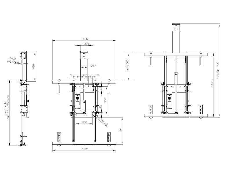 SMS FUNC interaktiver Whiteboardhalter elektrisch höhenverstellbar (FST081001-MT) Zeichnung